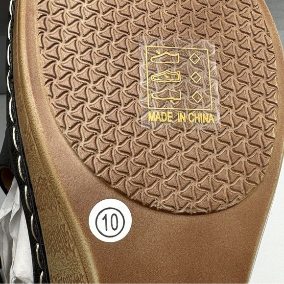 Good Choice Rita Black Wedge Sandals Size 10 - Picture 6 of 7